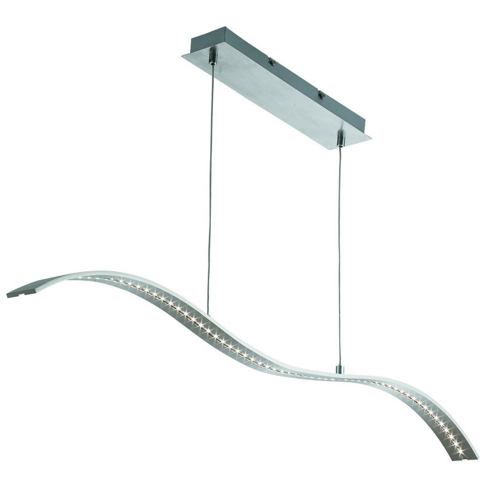 Satin Silver LED Wavy Bar Light Ceiling Fitting Home Lighting With Clear Glass