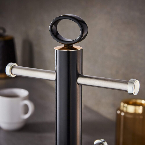 Tower Tower T826092BLK Empire Mug Tree and Kitchen Roll Holder, Black 2