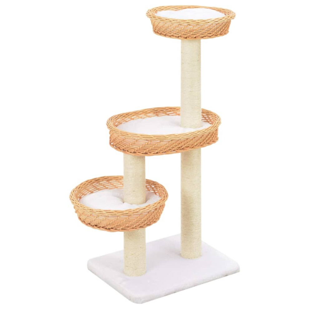 vidaXL Cat Tree with Sisal Scratching Post Natural Willow Wood Kitty Tower