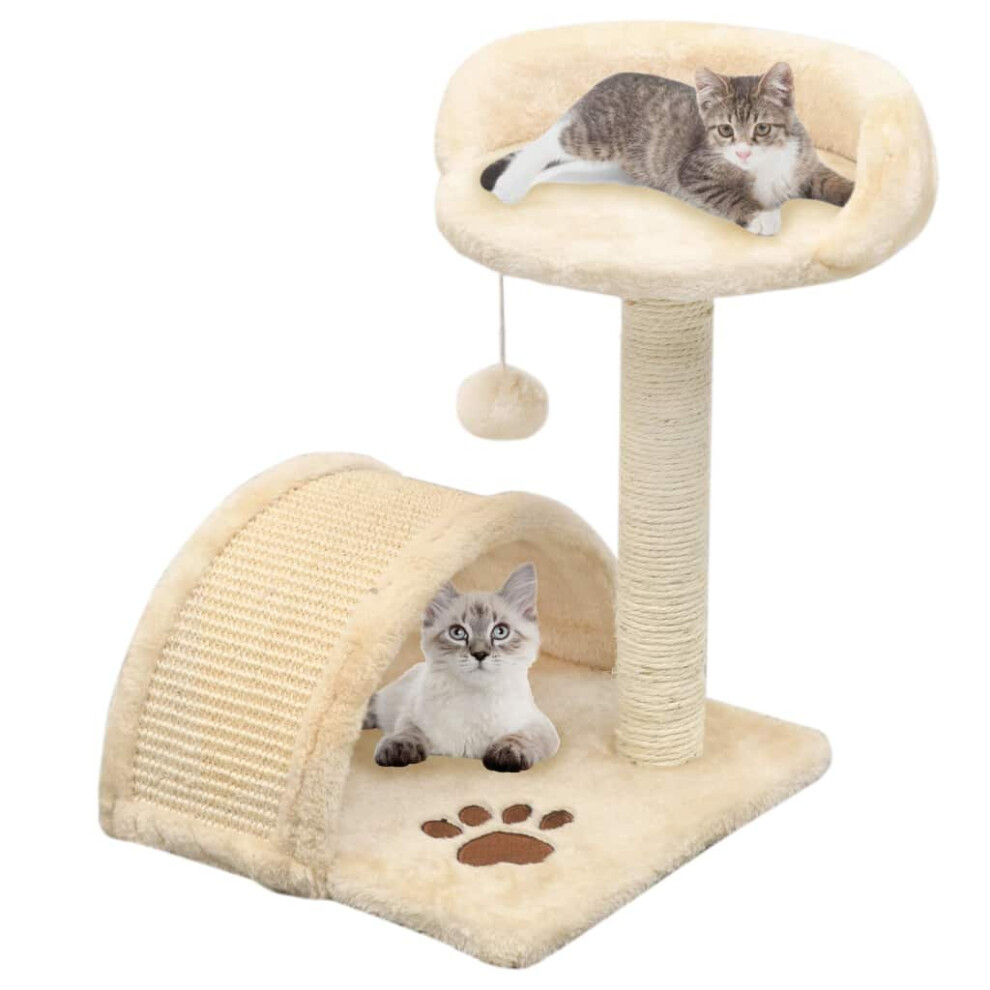 vidaXL Cat Tree with Sisal Scratching Post 40cm Beige Play Centre Furniture