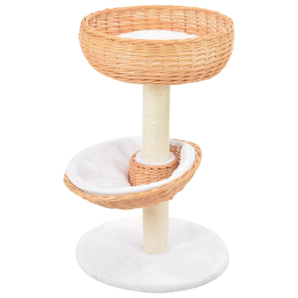 vidaXL Cat Tree with Sisal Scratching Post Natural Willow Wood Kitty Tower