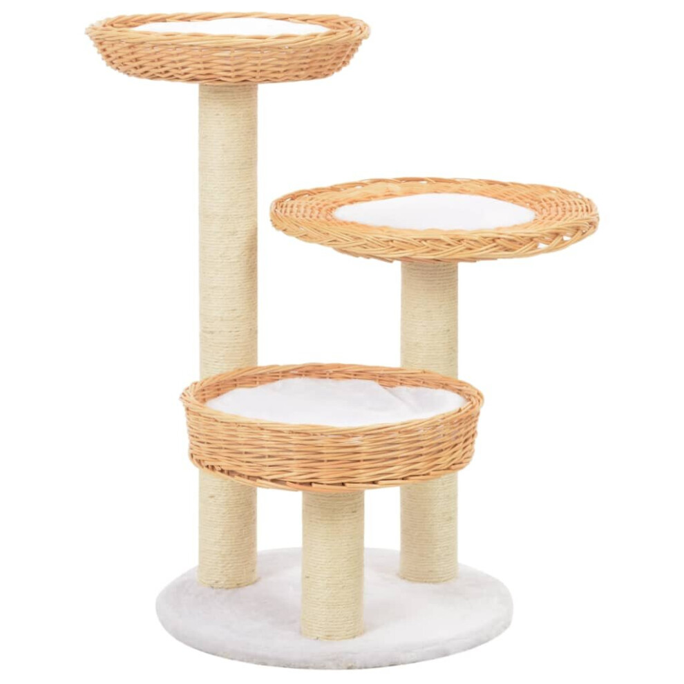 vidaXL Cat Tree with Sisal Scratching Post Natural Willow Wood Kitty Tower