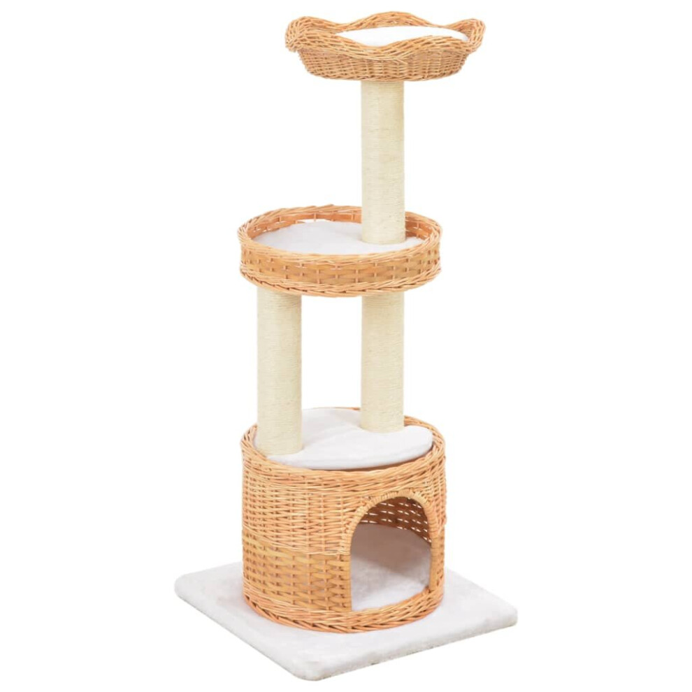 vidaXL Cat Tree with Sisal Scratching Post Natural Willow Wood Kitty Tower