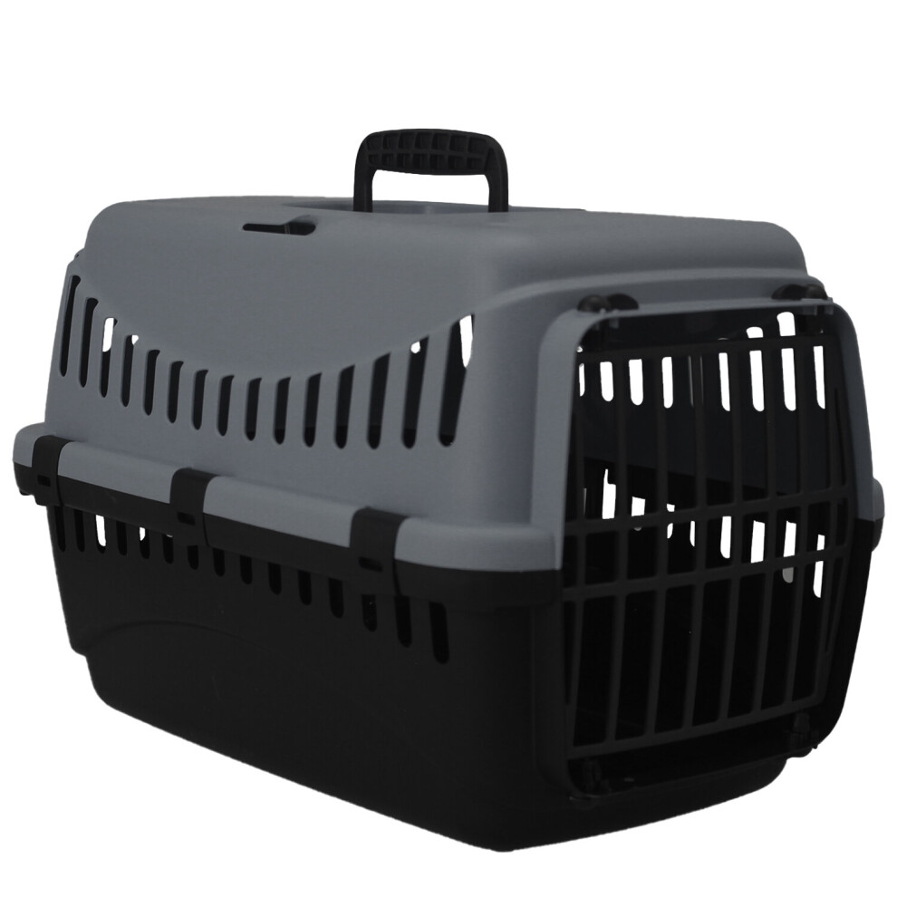 Grey Portable Pet Carrier Cat Puppy Travel Cage Dog Carry Basket Transporter Box