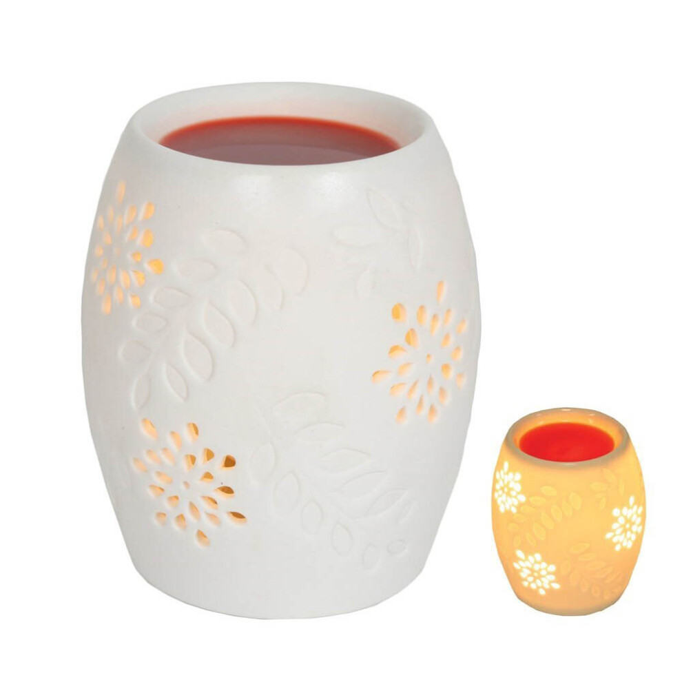 12.5cm Electric White Ceramic Oriental Floral Wax Melts Burner