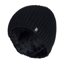 (One Size, Schwarz) Heat Holders - Heat Holders Herren Outdoor Winter Beanie Strickmütze mit Fleece Gefüttert
