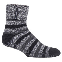 (6-11 UK, Black (Whittaker)) Mens Turnover Thermal Fleece Lined Bed Socks with Non Slip Grips
