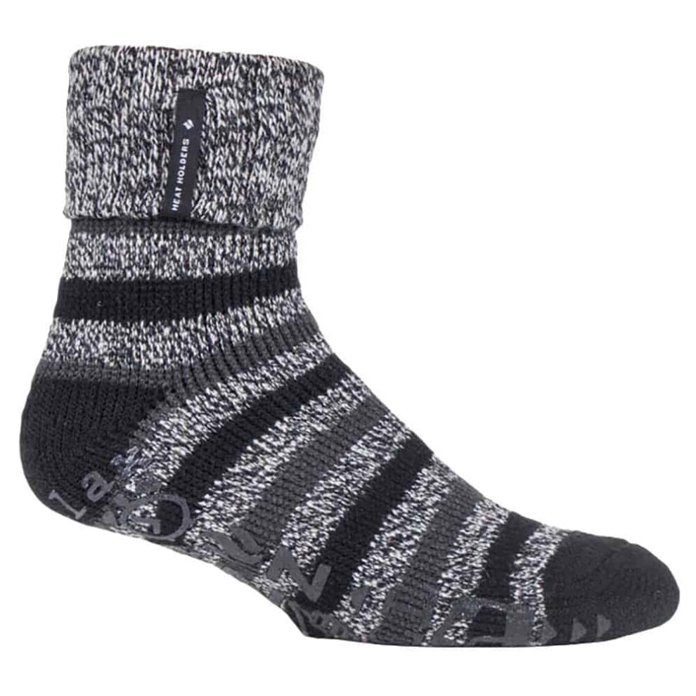 (6-11 UK, Black (Whittaker)) Mens Turnover Thermal Fleece Lined Bed Socks with Non Slip Grips-image-OPC-P5RDRD9-NEW