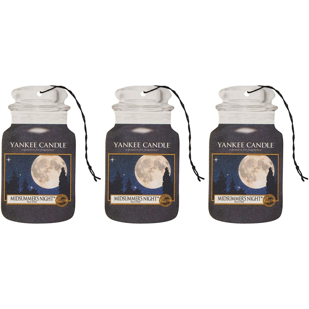 Yankee Candle Car Jar Scented Air Freshener, Midsummer's Night, Three Count