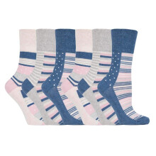 (04-Aug, GG132) Gentle Grip - 6er Pack Damen Baumwolle Socken Ohne Gummi Bunt | Gentle Grip-ödem Socken Muster