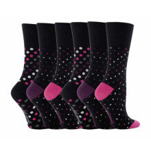 (04-Aug, GG07) Gentle Grip - 6er Pack Damen Baumwolle Socken Ohne Gummi Bunt | Gentle Grip-ödem Socken Muster