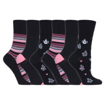 (04-Aug, GG171) Gentle Grip - 6er Pack Damen Baumwolle Socken Ohne Gummi Bunt | Gentle Grip-ödem Socken Muster