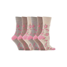 (04-Aug, GG33) Gentle Grip - 6er Pack Damen Baumwolle Socken Ohne Gummi Bunt | Gentle Grip-ödem Socken Muster