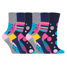(04-Aug, GG189) Gentle Grip - 6er Pack Damen Baumwolle Socken Ohne Gummi Bunt | Gentle Grip-ödem Socken Muster