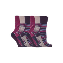 (04-Aug, GG55) Gentle Grip - 6er Pack Damen Baumwolle Socken Ohne Gummi Bunt | Gentle Grip-ödem Socken Muster