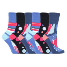(04-Aug, GG190) Gentle Grip - 6er Pack Damen Baumwolle Socken Ohne Gummi Bunt | Gentle Grip-ödem Socken Muster