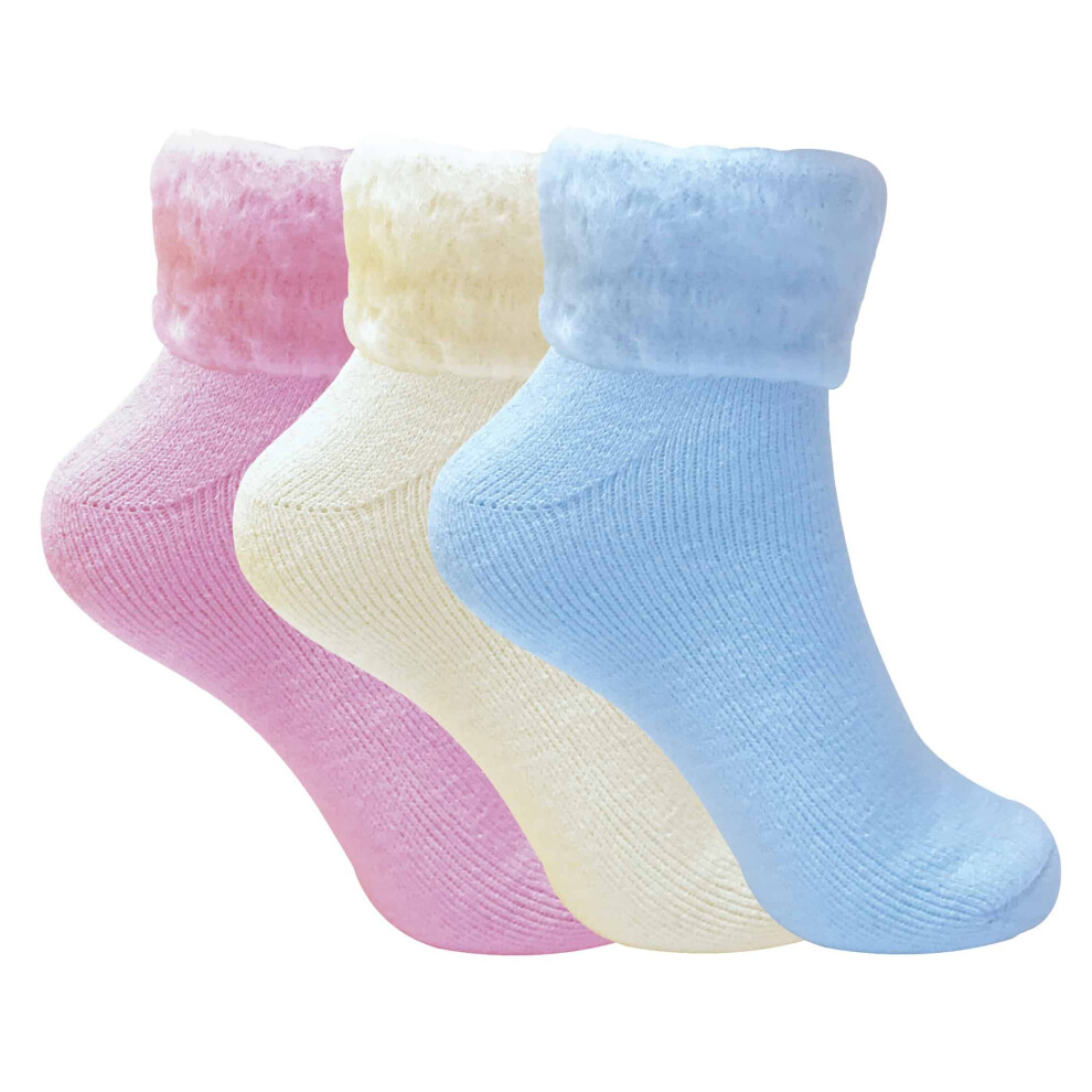 Sock Snob 3 Pairs Ladies Warm Soft Thermal Low Cut Ankle Fluffy Winter Bed Socks Multicoloured