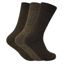 (39-45, Braun) Sock Snob - 3er Pack Herren Outdoor Wollsocken mit Frotteesohle | Warme Socken Gestrickt