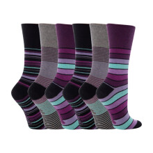 (04-Aug, GG10) Gentle Grip - 6er Pack Damen Baumwolle Socken Ohne Gummi Bunt | Gentle Grip-ödem Socken Muster