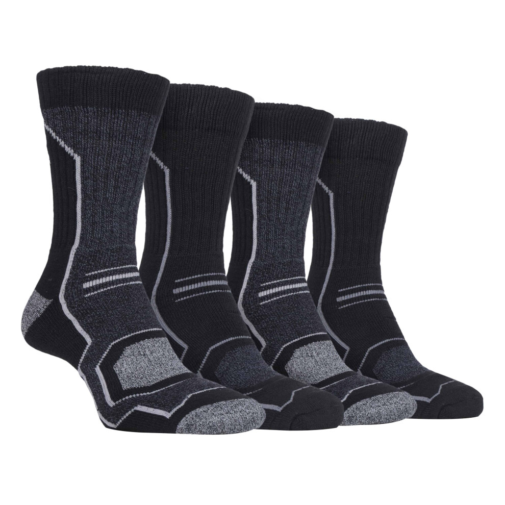 (6-11 UK, SBMS034CHA) 4 Pairs Mens Cushioned Anti Blister Breathable Walking Hiking Socks