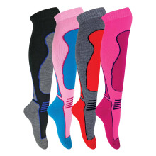 (4-7 UK, SL305 Ladies) 4 Pairs Mens Ladies Kids Long Knee High Wool Blend Ski Socks