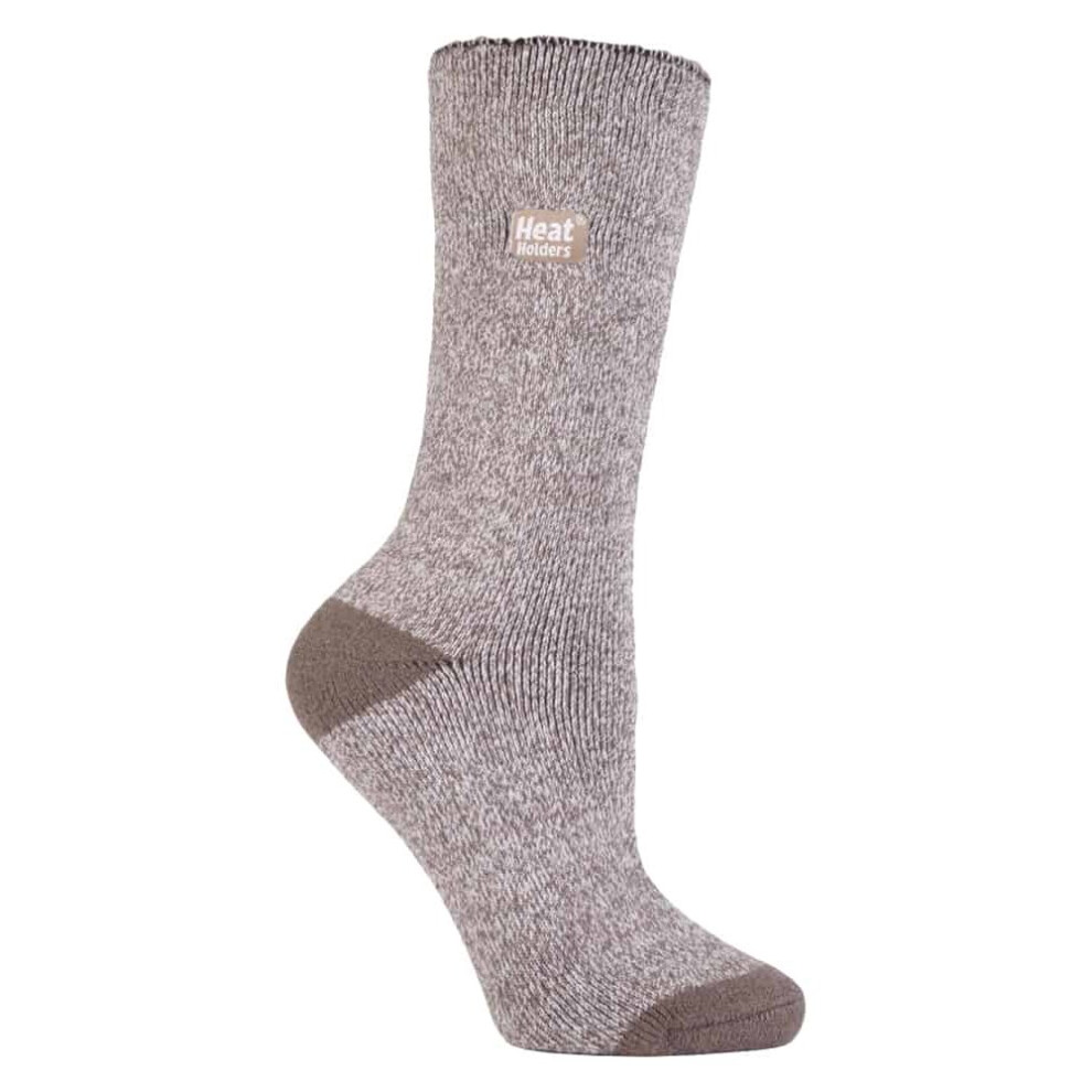 (4-8 UK, Brown / Cream) Heat Holders Lite - Ladies Winter Thermal Socks in 5 colours, 4-8 UK