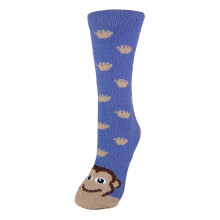 (4-8, Monkey) Sock Snob - 1 Pack Ladies Fluffy Animal Pattern Slipper Socks with Grips