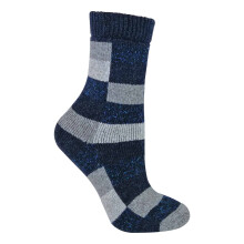 (4-8, Grau / Marine) Sock Snob - Wolle Seide Socken Damen | Atmungsaktive Socken Kariert Bunt Muster