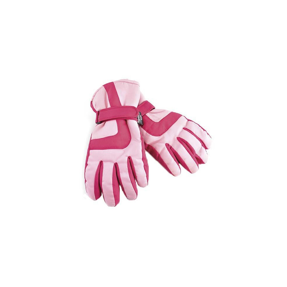 Thinsulate Boys Pink,Black (8-9 Years, Pink) Girls Black Pink 3M 40 Gram Thermal Waterproof Ski Gloves