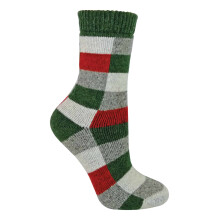 (4-8, Grün Rot) Sock Snob - Wolle Seide Socken Damen | Atmungsaktive Socken Kariert Bunt Muster