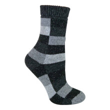 (4-8 UK, Black / Grey) Sock Snob - Ladies Checkered Patterned Breathable Wool Blend Socks