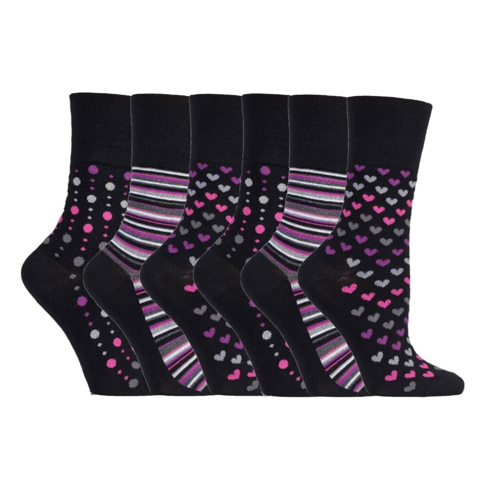 Gentle Grip (4-8 Uk, Solrm33) Sock Shop - 6 Pairs Ladies Non Elastic Bamboo Socks Pink