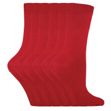 (4-7, PL30 Red) Sock Snob - 6 Pairs Ladies Plain Cotton Rich Dress Socks