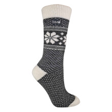 (04-Aug, Fairisle Grau / Creme) THMO - THMO - Damen Norweger Socken Stricken Vintage Warme Thermo Norwegersocken Wolle