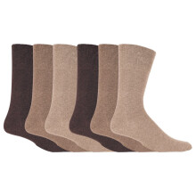 (Dec-14, Beige) IOMI - IOMI - 6er Pack Herren Baumwolle Socken Ohne Gummi | Diabetikersocken Extra Weit