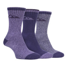 (04-Aug, SBLS032VIO) Storm Bloc - Storm Bloc - 3er Pack Atmungsaktiv Baumwolle Wandersocken Damen Gepolstert