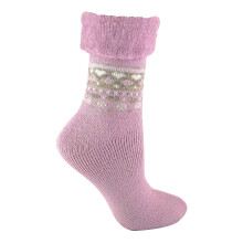 (04-Aug, Rosa) Sock Snob - Damen Winter Bettsocken Wolle | Norweger Socken Muster | Kuschelig Kuschelsocken