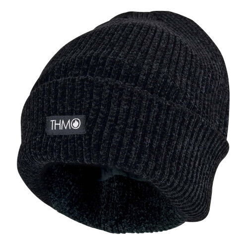 (One Size, Schwarz) THMO - THMO - Damen 3M Thinsulate Insulation Mütze Beanie Stricken mit Fleece Gefüttert