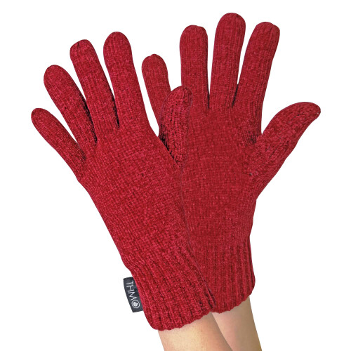 (One Size, Rot) THMO - THMO - 3M Thinsulate Handschuhe Damen | Outdoor Chenille Handschuhe Gefüttert