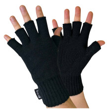 (L/XL, Schwarz) THMO - THMO - Herren 3M Thinsulate Insulation Fingerlose Handschuhe Stricken für Winter