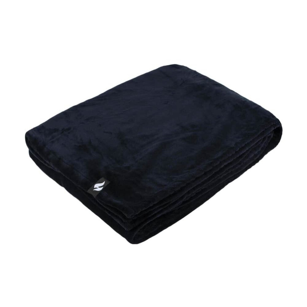 (180 x 200 cm, Black) Extra Soft Warm 1.7 TOG  Luxury Thermal Fleece Blanket - 180 x 200 cm