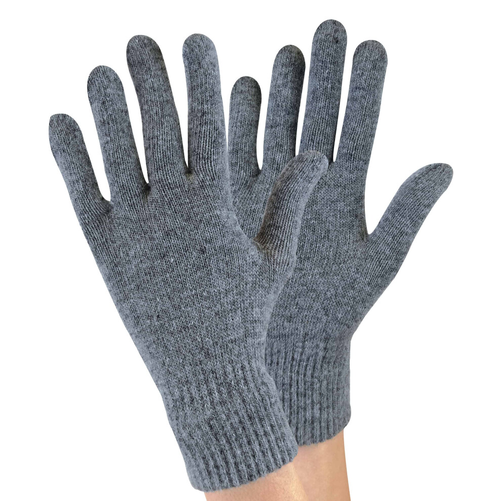 (One Size, Grey) Ladies / Womens Knitted Magic Thermal Wool Gloves for Cold Weather