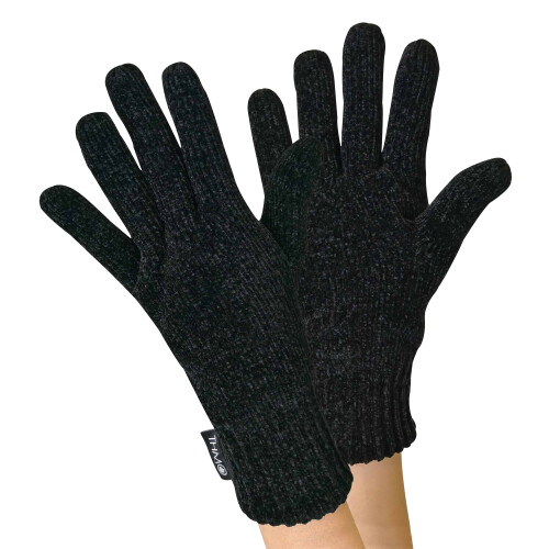 (One Size, Schwarz) THMO - THMO - 3M Thinsulate Handschuhe Damen | Outdoor Chenille Handschuhe Gefüttert