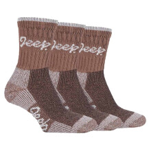 (37-42, Hellbraun / Creme) Jeep - Jeep TERRAIN - 3er Pack Damen Gepolstert Atmungsaktive Baumwolle Wandersocken