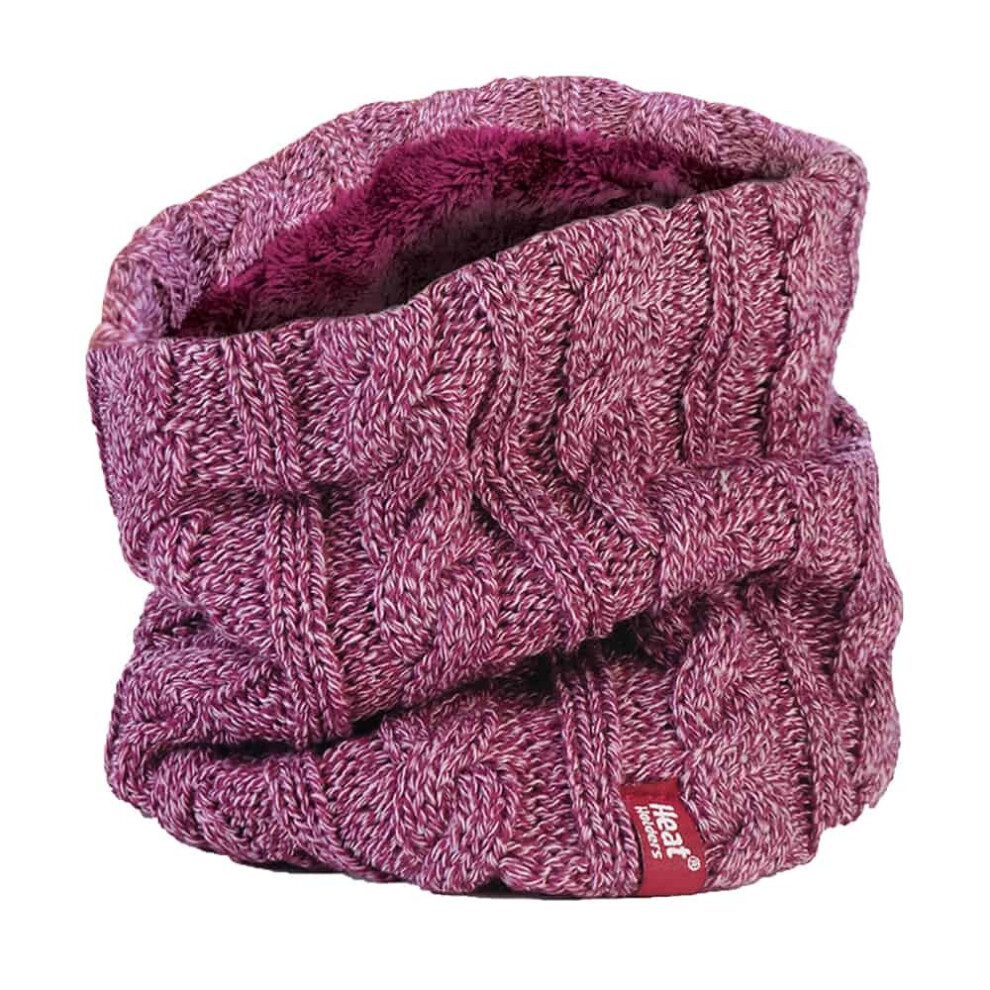 (One Size, Rose) Heat Holders - Ladies Thick Cable Knit Fleece Lined Neck Warmer