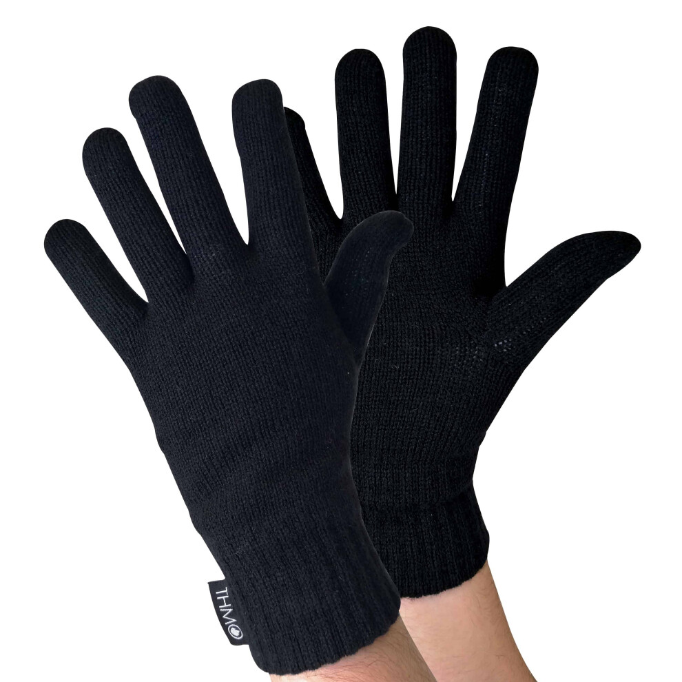 (L/XL, Black) THMO - Mens Knitted Thermal 40g 3M Thinsulate Insulation Gloves