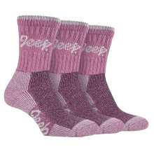(37-42, Rose / Creme) Jeep - Jeep TERRAIN - 3er Pack Damen Gepolstert Atmungsaktive Baumwolle Wandersocken