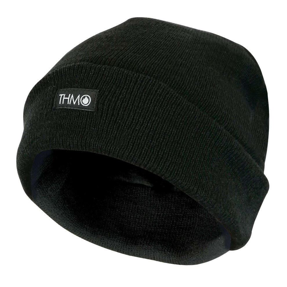(One Size, Black) THMO - Mens Outdoor Thermal Knitted 40g 3M Thinsulate Lined Beanie Hat