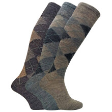 (6-11, Brown) Sock Snob - 3 Pack Mens Extra Long Knee High Argyle Lambs Wool Socks