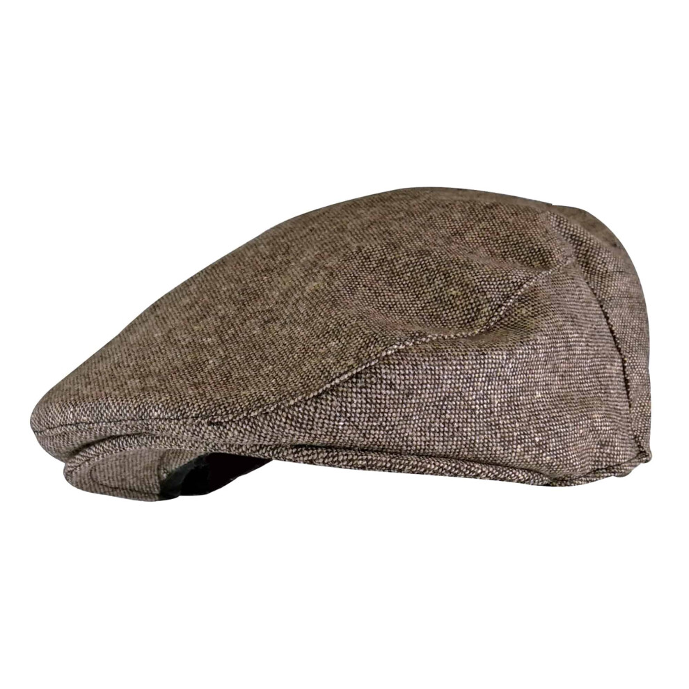 Checked Wool Blend Traditional Flat Cap